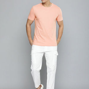 Best Seller Men’s <b>Peach</b> Casual T-<b>Shirt</b> 100% Cotton Soft Fabric Short Sleeve Crew Neck Regular Fit Solid Summer Apparel - Product Image 4