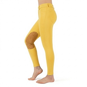 Pantalones de equitación de punto para mujer, color azul marino, con cremallera, elásticos en cuatro direcciones, cintura alta, bolsillos, longitud completa - Product Image 2