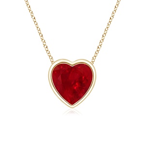 2.32G 14K Gold Bezel-Set Solitaire Heart Cut <b>Ruby</b> Pendant IGI Certified Natural Precious Gemstone Link Chain Pendant <b>Necklace</b> - Product Image 1