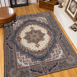 Grand Tapis Vintage Bohème Persan 8x10 Motif de Fleur Marron Rougeâtre Antidérapant Lavable pour Salon Cuisine Chambre à coucher - Product Image 6