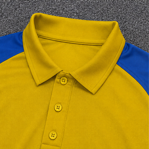 Men's Yellow <b>Blue</b> Color Blocked Short Sleeve <b>Polo</b> <b>Shirt</b> Quick Dry Knitted Casual Sport Top - Product Image 3