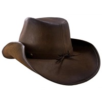 Chapeau de cowboy western en cuir marron de qualité supérieure, unisexe, pour l'équitation en plein air, chapeau de cowgirl et de cow-boy tendance