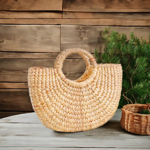 ตะกร้าหวายสานลายดอกไม้ทำด้วยมือกระเป๋ากระเป๋าหวายใส่น้ำจากนางเวียดนาม - Product Image 1