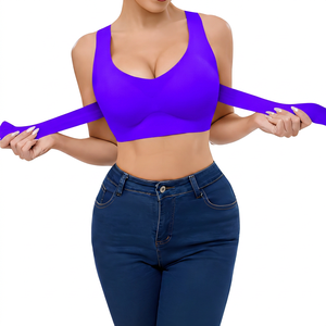 เสื้อชั้นในกีฬาไร้ตะเข็บแบบ U-NECK สำหรับผู้หญิง รองรับแรงกระแทกสูง เหมาะสำหรับโยคะ สีพื้น ผลิตจากผ้าสแปนเด็กซ์/ไนลอน - Product Image 3