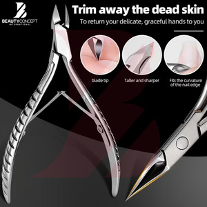 Cortacutículas de Acero Inoxidable con Mango Texturizado, Cortador de Uñas de Precisión para Manicura y Pedicura, Herramientas de Belleza - Product Image 3