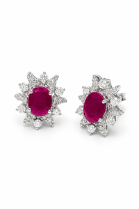 Pendientes de rubí y diamante en plata de ley 92.5 KLST-30930 - Product Image 3