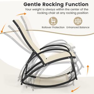 Sedia a dondolo da esterno 2-in-1 con schienale regolabile in 4 posizioni per patio, portico e bordo piscina - Product Image 6