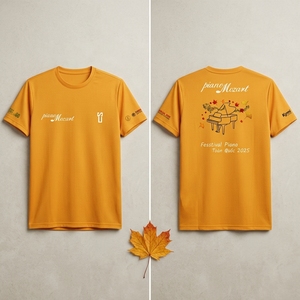 เสื้อพิมพ์ลายเปียโนแบบซับลิเมชั่น ระบายเหงื่อได้ดี เสื้อพิมพ์ลายเปียโนแบบยูนิเซ็กซ์ ขายส่ง เสื้อยืดสำหรับงานเทศกาลดนตรี รับผลิตเสื้อยืด - Product Image 2