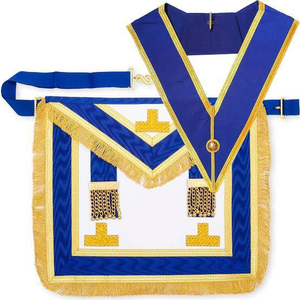 Tablier maçonnique classique royal vintage hautement personnalisé en cuir d'agneau brodé fait main avec épingle de sûreté – Vente en gros - Product Image 5