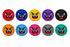 100 pièces de badges brodés visage en colère, à thermocoller ou à coudre, pour vêtements, sacs, casquettes, 10 couleurs disponibles - Product Image 2