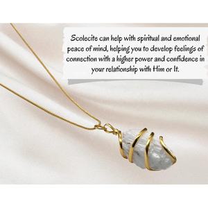 Pendentif en scolecite quartz brut enveloppé à la main - Bijoux en pierre précieuse de qualité supérieure Feng Shui en provenance d'Inde - Product Image 3