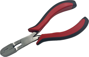 Alicates para extensiones de cabello de 4 mm, acero inoxidable, antideslizantes, con agarre rojo y negro, para instalar y quitar. - Product Image 3