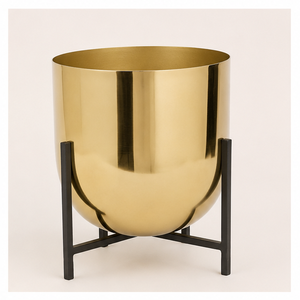 Pot de fleurs en métal doré avec support noir, pot de fleurs d'intérieur pour le salon et la décoration du balcon, porte-plantes décoratif de haute qualité - Product Image 6