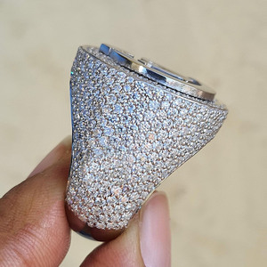 C17 Number Men's Custom <b>Iced</b> Moissanite Diamond Rhodium Plated 925 Sterling Silver Hip Hop Rapper's Pinky <b>Ring</b> Championship <b>Ring</b> - Product Image 3