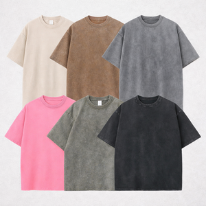 Camisetas de 380 g/m² con lavado ácido para mujer, transpirables, personalizadas OEM, informales, lisas, extragrandes, al por mayor - Product Image 1