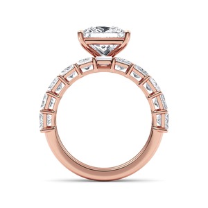 Anillo de compromiso de oro rosa de 10K con diamante cultivado en laboratorio Brilliant Princess And Baguette de 4.31 quilates, joyería nupcial elegante y lujosa. - Product Image 2