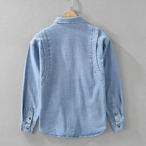 Chemise en jean classique pour homme, design élégant, anti-rides, respirante, légère, 100% coton, manches longues, chemise décontractée pour l'automne - Product Image 3