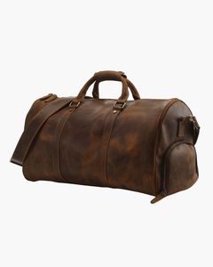 Sac de voyage vintage en cuir 20-35L avec fermeture éclair, unisexe, pour le rangement et les week-ends, poignée souple, grande capacité, durable - Product Image 2