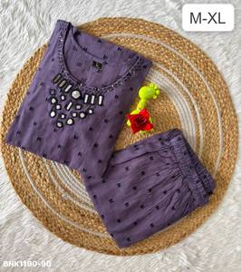 Meilleur fournisseur de tissus, dernière collection Vertigan avec travail de miroir, ensemble Kurti-Plazzo, exportateur de mode féminine de Surat. - Product Image 3