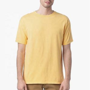 Camisetas de manga corta de color sólido con diseño de cuello redondo para hombre, ropa de estilo cómodo, Jersey teñido, serigrafía, diseño en blanco - Product Image 1