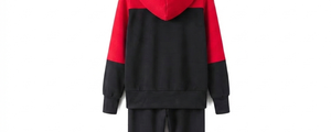 Unisex <b>Red</b> Black Printed Color Blocking Hooded Tracksuit Full Sleeve Zipper Sweatshirt Side Pockets Casual Autumn Wear 100% - Product Image 6