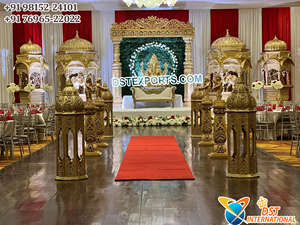 Impresionante Decoración de Escenario para Ceremonia de Saree, Estilo Templo Real, Decoración Exclusiva para Ceremonia Voni, Arreglo Tradicional para Ceremonia de Juventud - Product Image 2