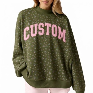 Sweat-shirt surdimensionné personnalisé pour femme, col montant, motif floral, pull à manches longues, col montant, haut décontracté confortable - Product Image 6