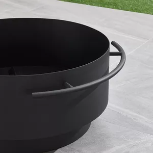 Brasero d'extérieur rond en métal pour feu de bois, foyer portable pour jardin et patio avec poignées - Product Image 5