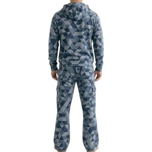 Ensemble de survêtement pour homme en coton épais respirant, motif numérique abstrait, polaire premium, épaules tombantes - Product Image 2