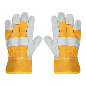 Wholesale Cowhide Leather Anti-Cut Welding Work <b>Gloves</b> Double Palm Reinforced Safety Mitts Winter Full Finger Unisex RELEVO - Product Image 4