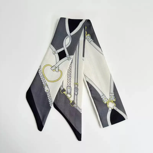 90 * 5 cm Cinta de seda retro con cadena y diseño de sarga para mujer, decorativa, para envolver bolsos, pañuelo pequeño de seda - Product Image 2