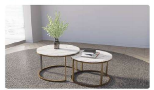 Modern <b>Marble</b> Top Nesting <b>Coffee</b> <b>Tables</b> With Metal Frame Minimalist Living Room Furniture <b>Set</b> - Product Image 5
