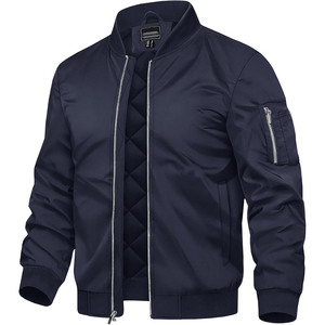 Blouson bomber matelassé kaki pour homme, fermeture éclair, col montant, coupe-vent décontracté, vêtement d'extérieur automne-hiver - Product Image 2
