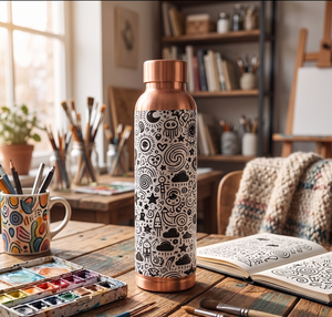 Bouteille d'eau en cuivre pour bureau/gymnase/yoga/collège Non toxique et étanche noir et blanc-cadeau d'affaires pour hommes et femmes - Product Image 1