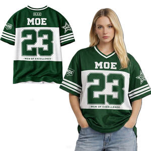 Uniforme de Equipo de Malla Verde y Blanca con Números Sublimados, Mangas Rayadas, Jersey de Fútbol Americano Personalizado, Venta al Por Mayor OEM - Product Image 1