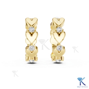 Pendientes de Aro con Motivo de Corazón de Diamante CVD Cultivado en Laboratorio, Oro Sólido de 14K y 18K, Joyería Fina para Mujer, Fabricante de Joyería para Bodas - Product Image 1