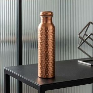 Handcrafted Pure Copper <b>Water</b> <b>Bottle</b> with Screw Cap Modern Polished <b>Metal</b> Flask Eco Friendly for Outdoor Use - Product Image 6