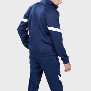 Men's Navy Blue Track Suit Set Solid Color Hooded Zipper Front <b>Sweatshirt</b> Pants <b>White</b> Stripes Casual Streetwear Breathable - Product Image 6