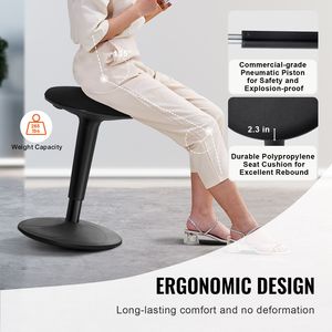 Tabouret oscillant réglable en hauteur, siège actif, structure en fer flexible, améliore la concentration et la posture, fabriqué en polyester - Product Image 3