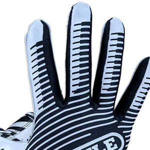 Gants complets noirs et blancs à imprimé géométrique, antidérapants, en polyester, avec fermeture auto-agrippante, personnalisés pour le football américain 7v7. - Product Image 3