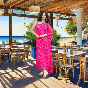 ชุดเดรสยาวผ้าชีฟองสีชมพู รุ่นเลเฮริยา คัฟตัน คอทรงโอ ประดับเลื่อมและลูกปัด ระบายอากาศได้ดี ทรงปกติ ไซส์ XS - Product Image 1