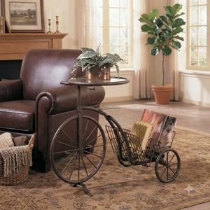 Wrought Iron Traditional Antique Magazine <b>Rack</b> Glass Top End Table Metal Book Holder <b>for</b> Living Room Furniture - Product Image 3