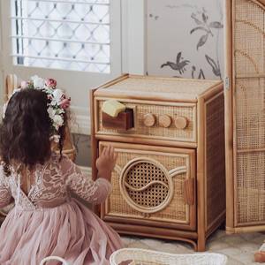 Juguete de rol para niños pequeños, lavadora de juguete con diseño encantador, lavadora de ropa de ratán - Product Image 6