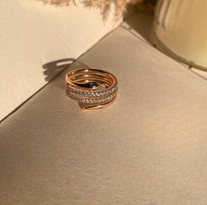 Anillo de Oro Blanco Macizo con Diamantes Redondos, Diseño Espiral Envolvente de Serpiente, Regalo de Aniversario, Joyería Fina, Anillo de Fiesta para Mujer, Pieza Destacada - Product Image 1