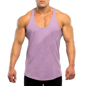 Men's <b>Navy</b> Blue Cotton Tank <b>Top</b> Breathable Casual Workout Wear O-Neck Solid Color Knitted Fit - Product Image 5