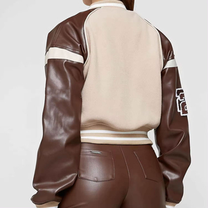 Custom <b>Winter</b> Luxury Women's Quilted Cropped College Jacket Chenille Embroidery Letterman Wool Varsity Stylish Breathable Cotton - Product Image 4