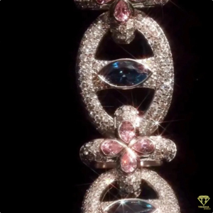 Bracelet en moissanite sertie de diamants, en argent sterling 925, avec des maillons ovales et des détails de pierres centrales colorées - Product Image 5