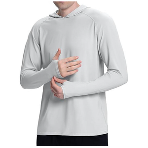 High Quality Men's UPF 50+ Hoodie <b>Long</b> <b>Sleeve</b> <b>Shirts</b> UV Protection <b>Shirt</b> SPF Rash Guard Quick Dry Hooded <b>Compression</b> <b>Shirts</b> - Product Image 2