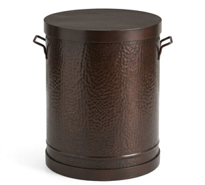 <b>Black</b> Handmade Hammered Drum Accent <b>Side</b> <b>Table</b> Headway - Product Image 2