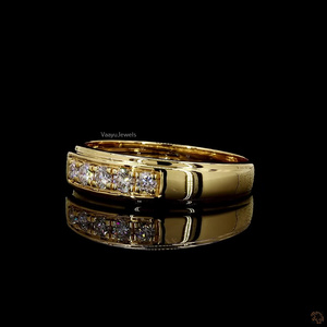 Bague classique en or jaune plaqué rhodium avec diamant rond cultivé en laboratoire en or 10K 14K 18K ou en argent 925 935 – Cadeau - Product Image 3